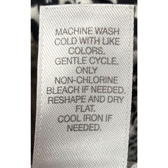 J Jill Top Wearever Size Large Black Floral Tie Back Long Sleeve Stretch Boxy - Picture 8 of 10